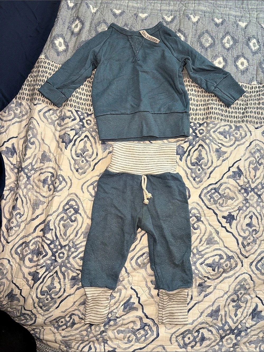 Childhoods Clothing Kids Blue Striped sweat set